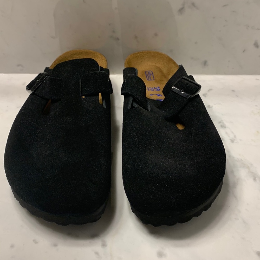 Birkenstocks Boston Black Suede Size 39.
